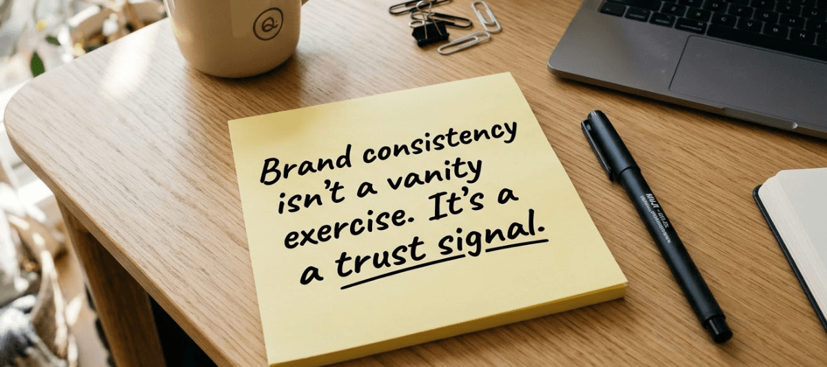 Brand consistency reminder on desk