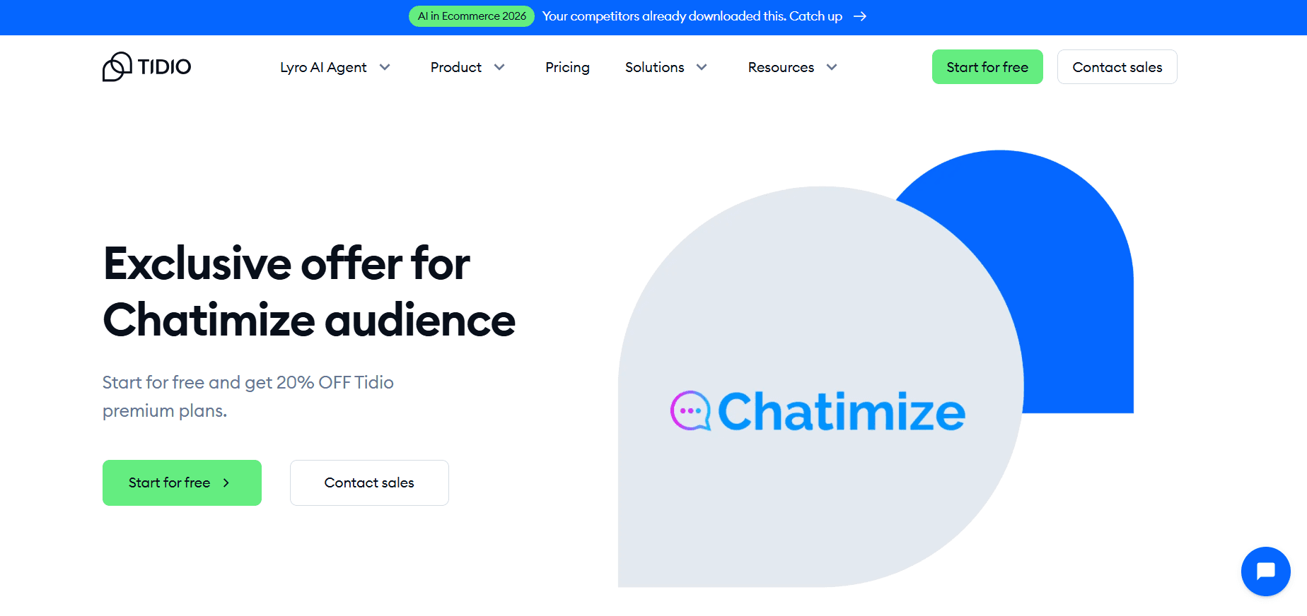 Tidio live chat and AI chatbot dashboard showing website customer support interface