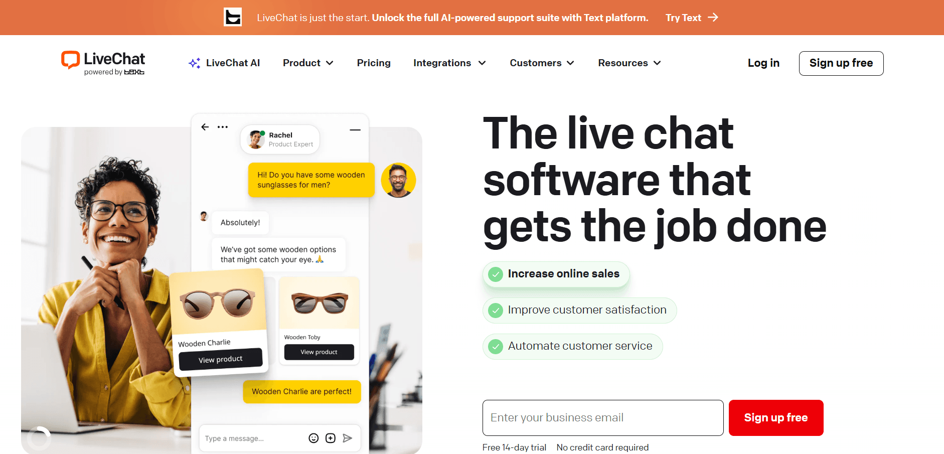 LiveChat interface as a crisp chat alternative for customer support teams