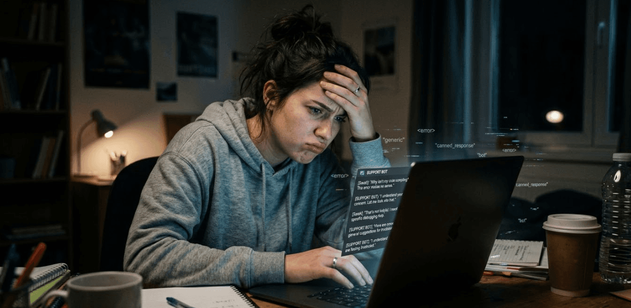 frustration of dealing with same generic responses