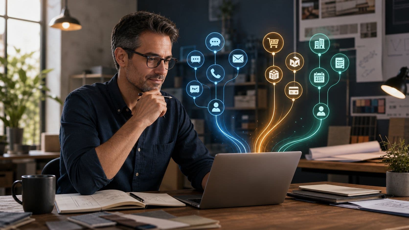 Small-business owner comparing three AI chatbot operating models