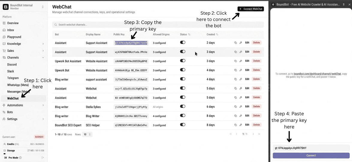 Connecting the AI agent