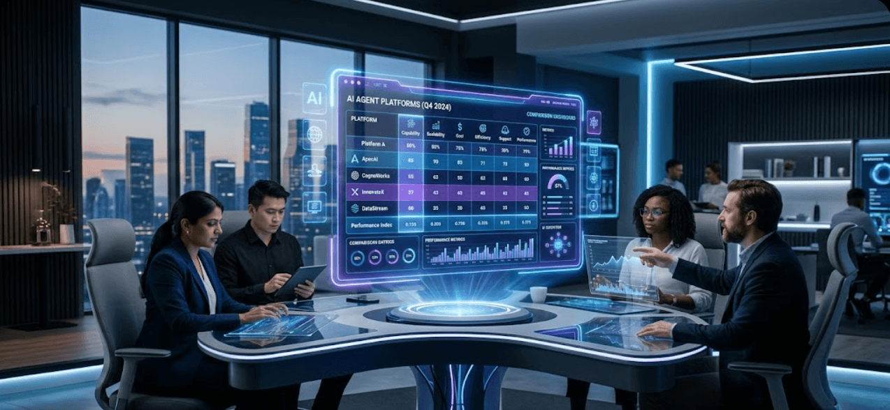 Futuristic AI workspace