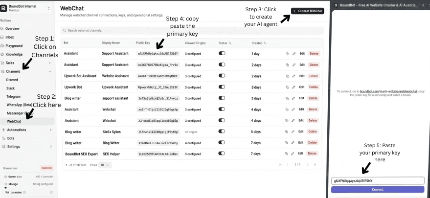 Connecting the AI agent