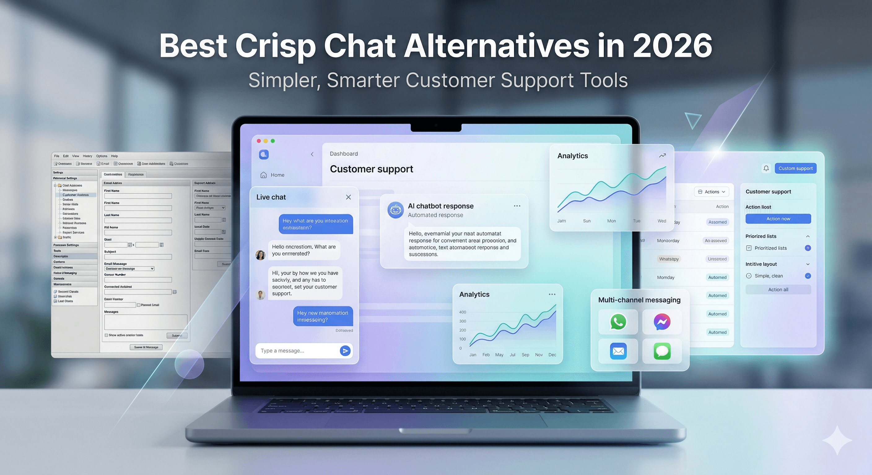 Modern AI chat dashboard showing customer support alternatives.