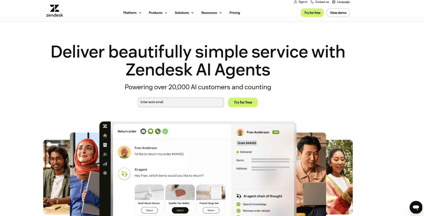 Zendesk Chat dashboard showing customer support tickets, live chat interface, and analytics tools