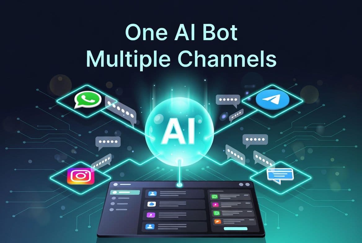 multi channel chatbot setup connecting whatsapp instagram telegram and website using one ai bot