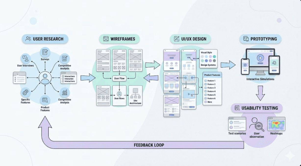 Product design lifecycle from research to feedback