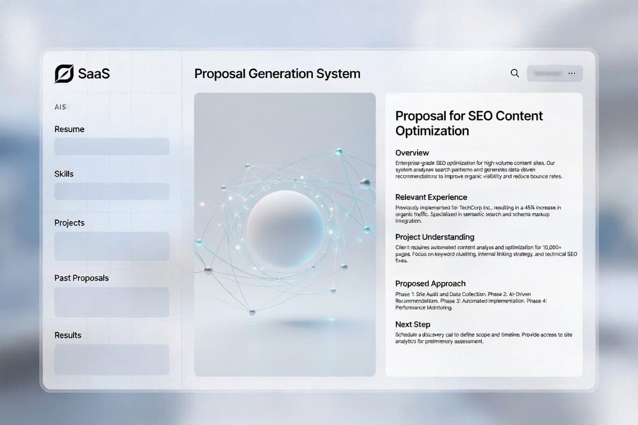 Upwork proposal bot system generating structured proposal from resume and past work