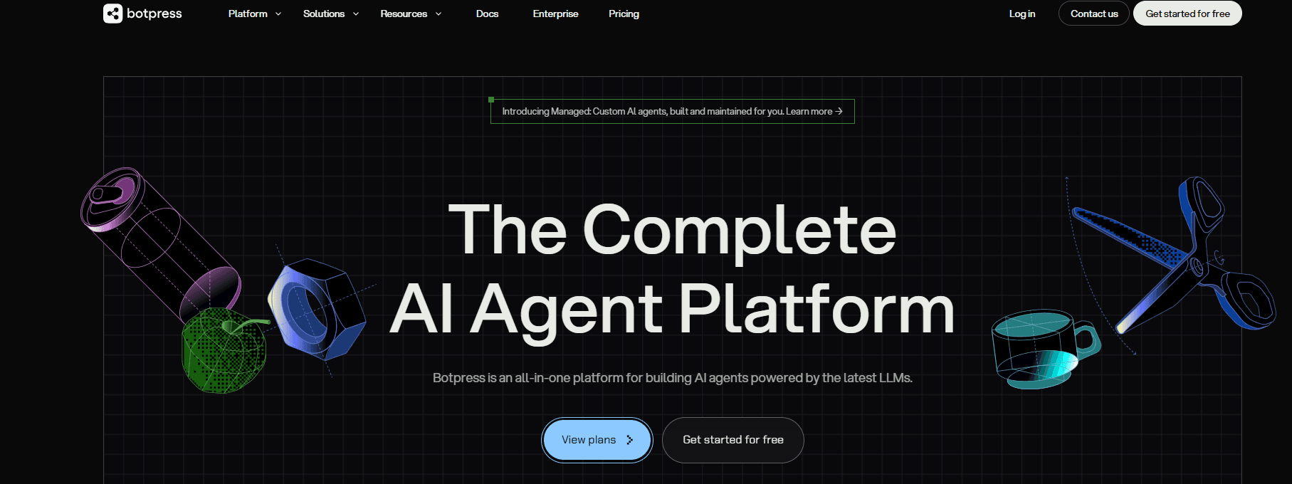 Botpress multi channel chatbot platform builder interface with custom AI workflows